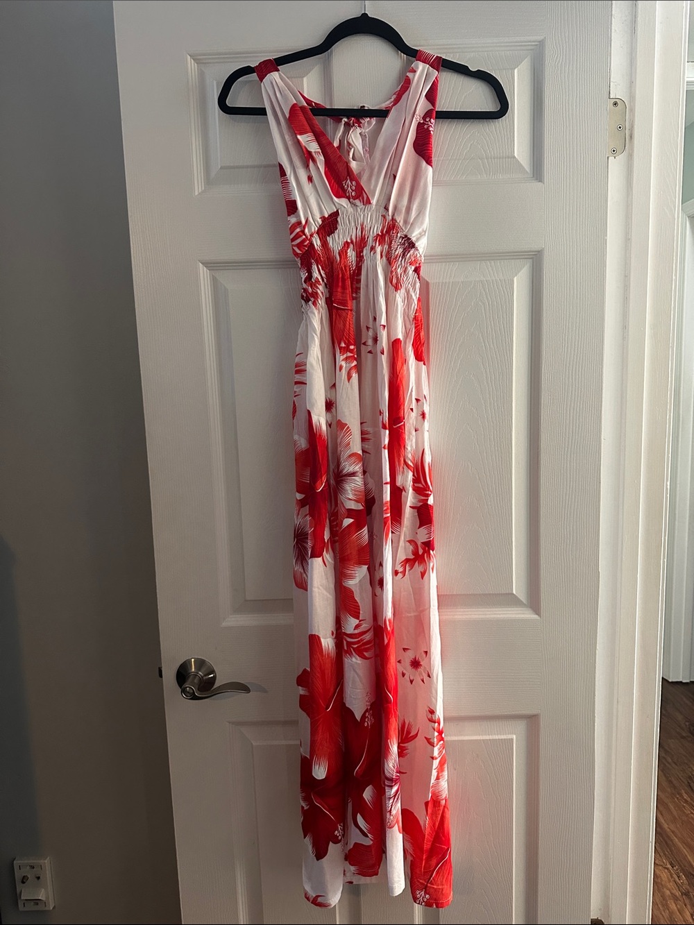Red & White Floral Maxi Dress